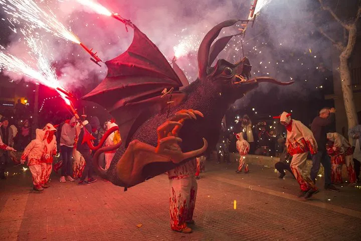 A fire-breathing dragon parade at Derry's Halloween festival
